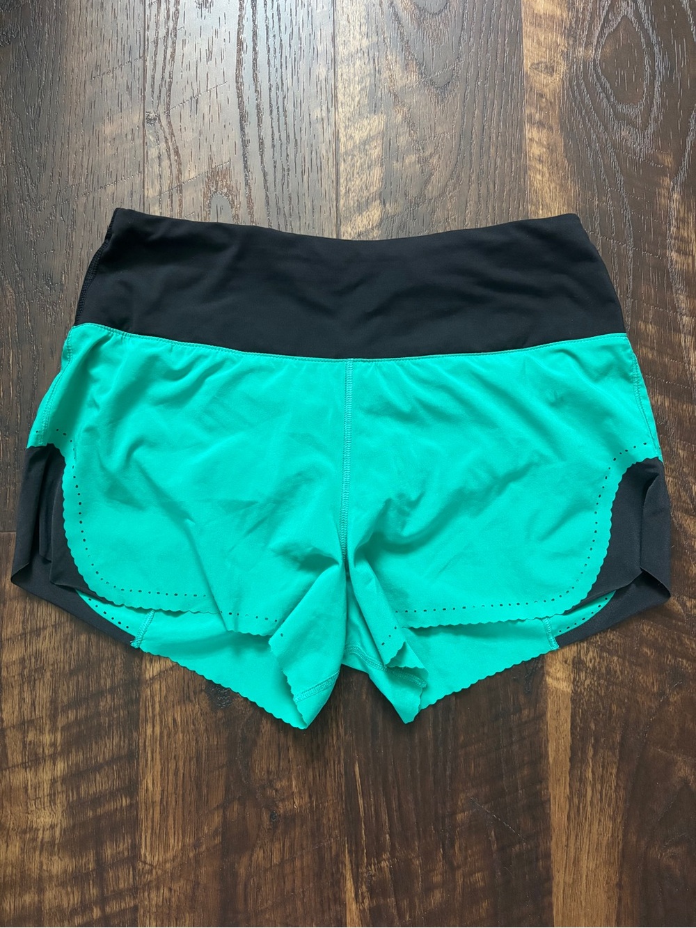 lululemon athletica Black & Teal Athletic Running Shorts